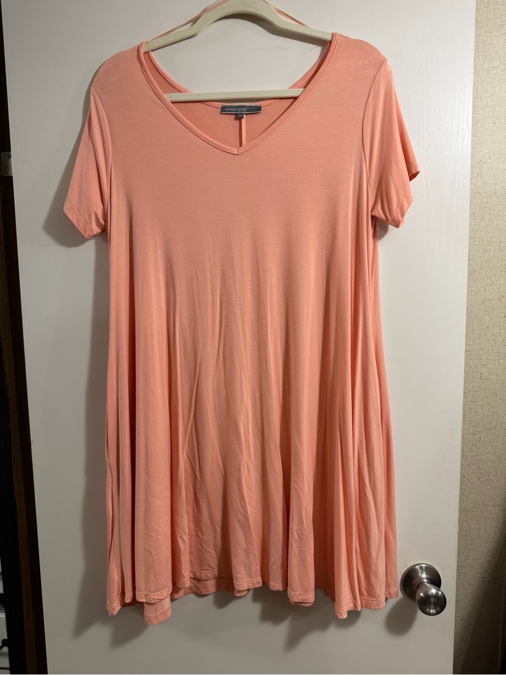 Women's V-Neck Swing Tunic in Peach
